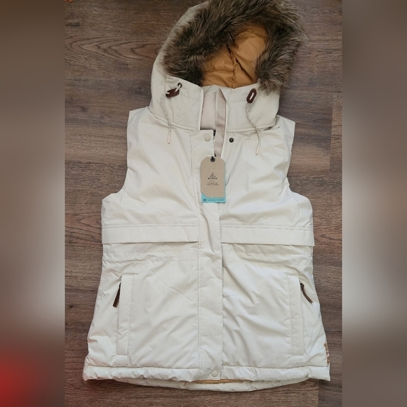 PRANA FAUX FUR LINED PUFFER VEST - Picture 1 of 14